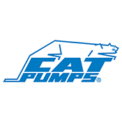 cat on top of cat pumps word logo
