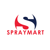 spraymart red and blue word logo