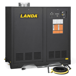 large commercial pressure washers in black steel cabinet