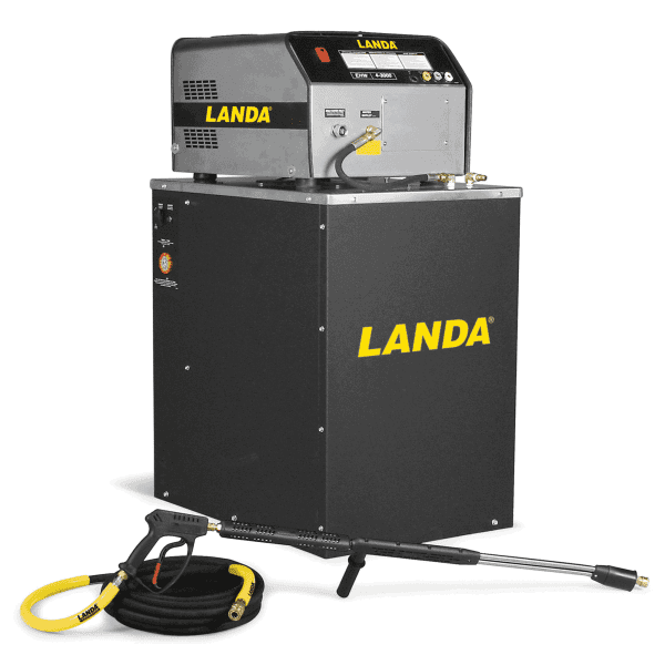 a hot water pressure washer with square box heater on top