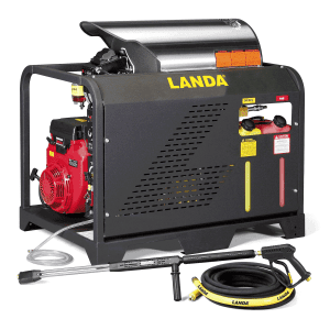 a hot water pressure washer with horizontal burner