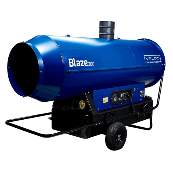 side angle view veloci blaze 300 mobile indirect heater