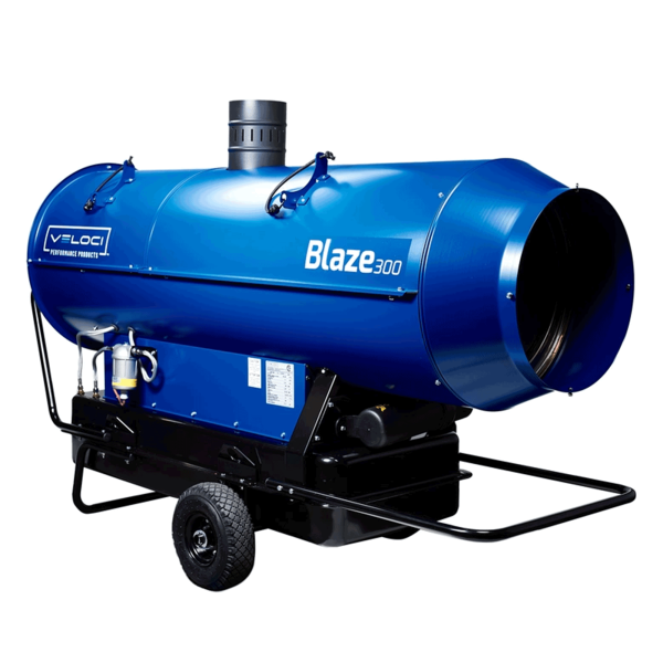 side angle view veloci blaze 300 mobile indirect heater