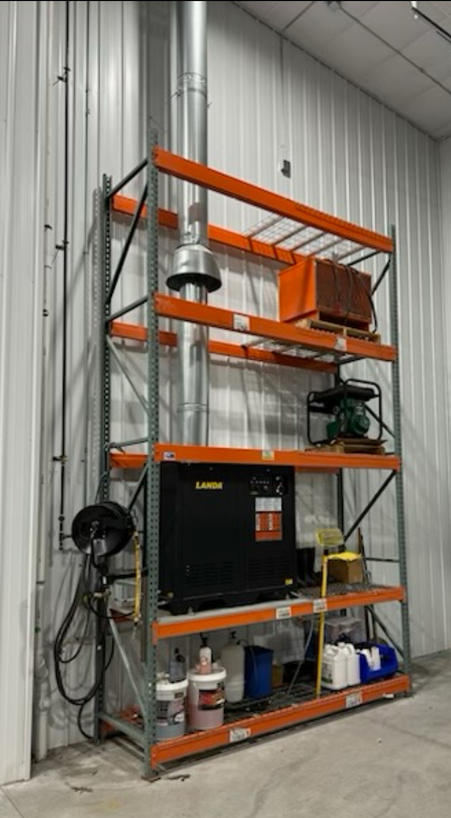 landa ENG custom install on pallet racking a landa hot water pressure washer on pallet racking